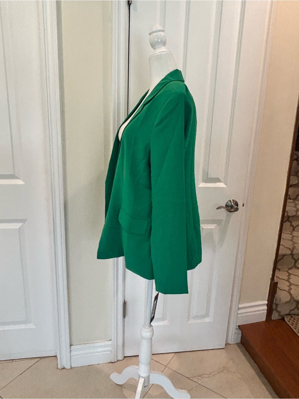 New w tags Olivia Grey Green Ruched Sleeve Open Front Blazer NWT Career Chic - Picture 4 of 5
